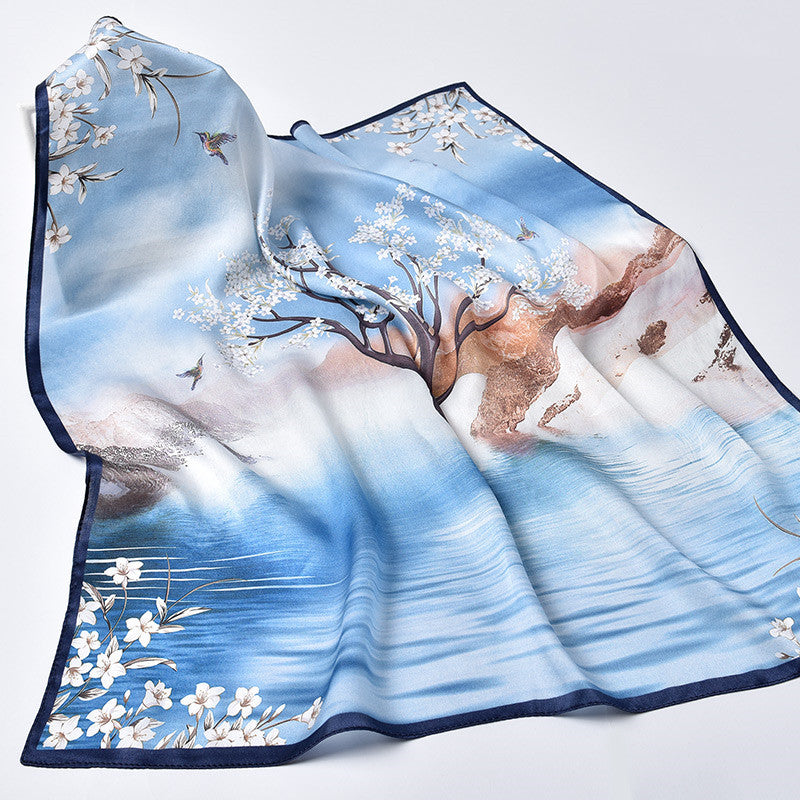Silk Women's Square Scarf Exquisite Design Pattern Printing