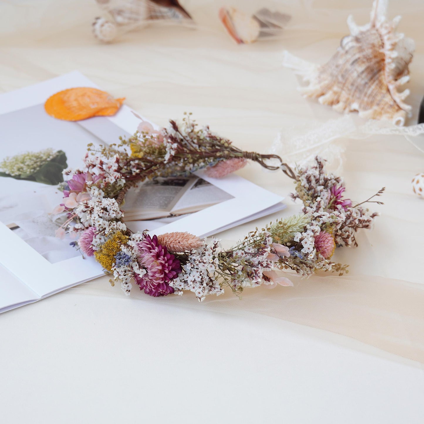 Gypsophila Crown Dried Flower Crown Bridal Crown Wedding Crown Everyday Crown Party Crown Birthday Crown