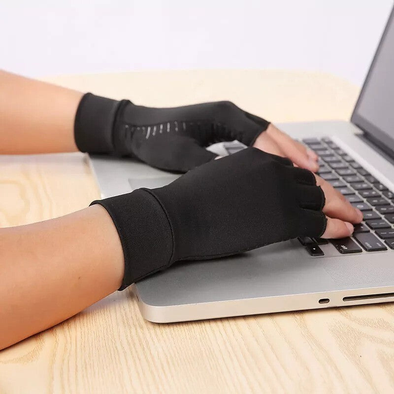 Anti Arthritis Fingerless Copper Compression Gloves Hand Support Pain Relief UK