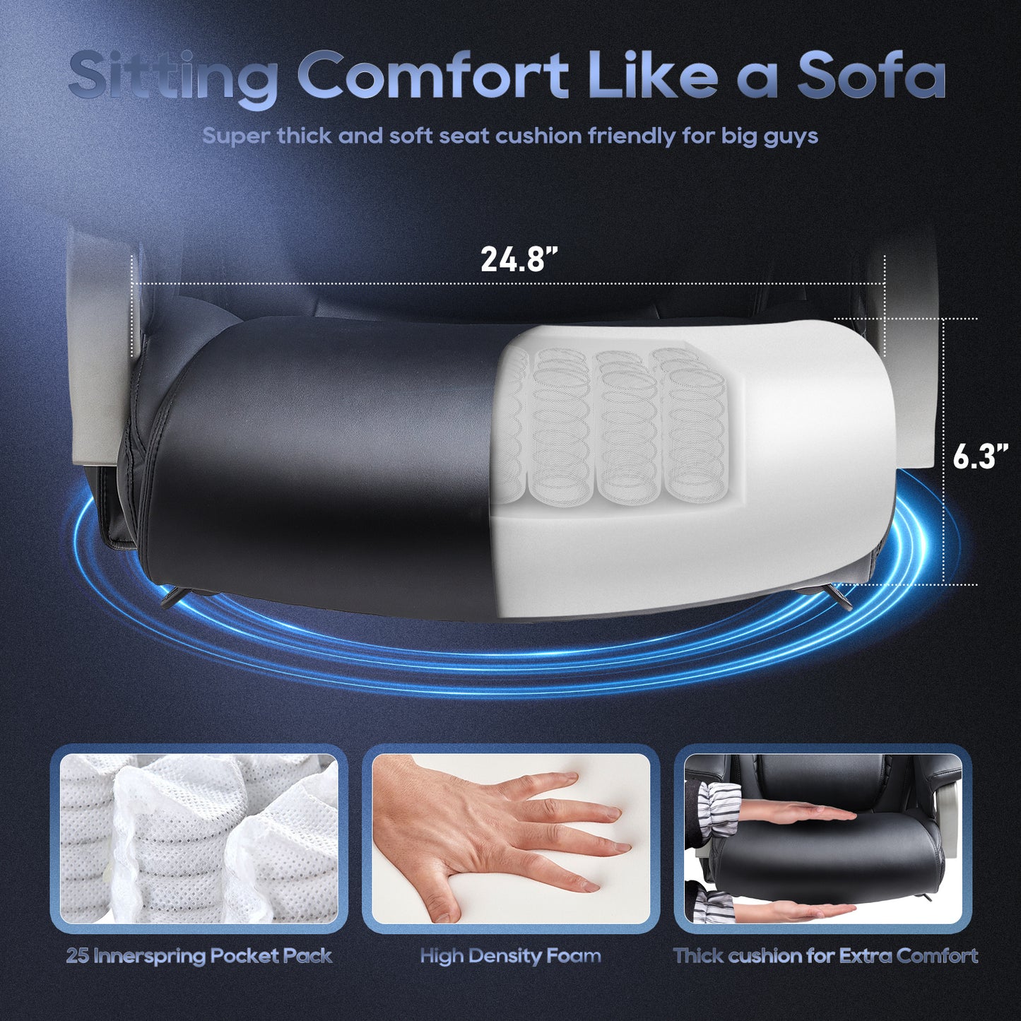 Tall Office Chair, 500 Pound Heavy-duty Ergonomic Computer Chair