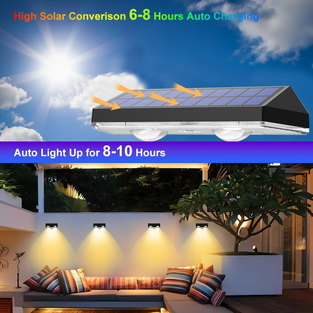 2PCS Super Bright Solar Powered Door Fence Wall Lights LED Outdoor Garden Lamp