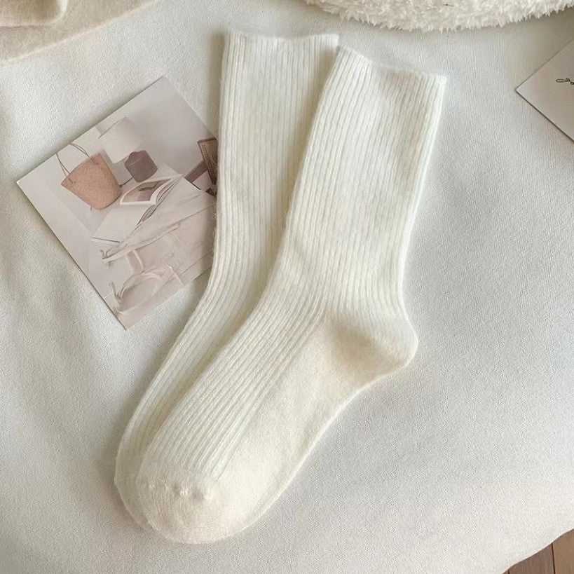 Pure Color All-matching Thickened Thermal Middle Tube Wool Socks Children