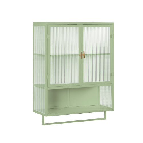 Glass Door Modern Two-door Wall Cabinet, Wall Cabinet With Characteristic Woven Pattern, Green Unavailable Platforms- Temu