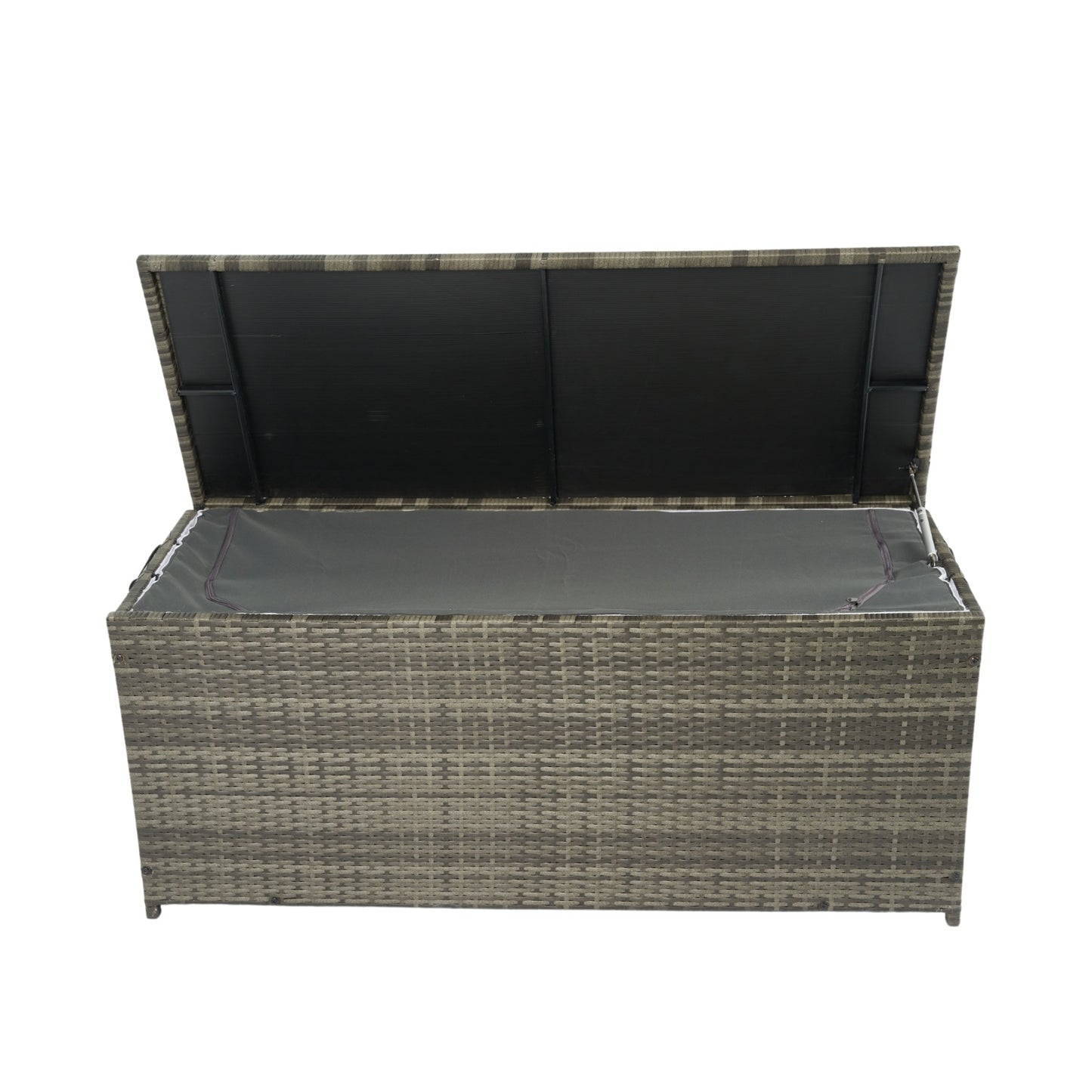 113 Gallon Wicker Patio Deck Box With Lid For Outdoor Cushion Storage