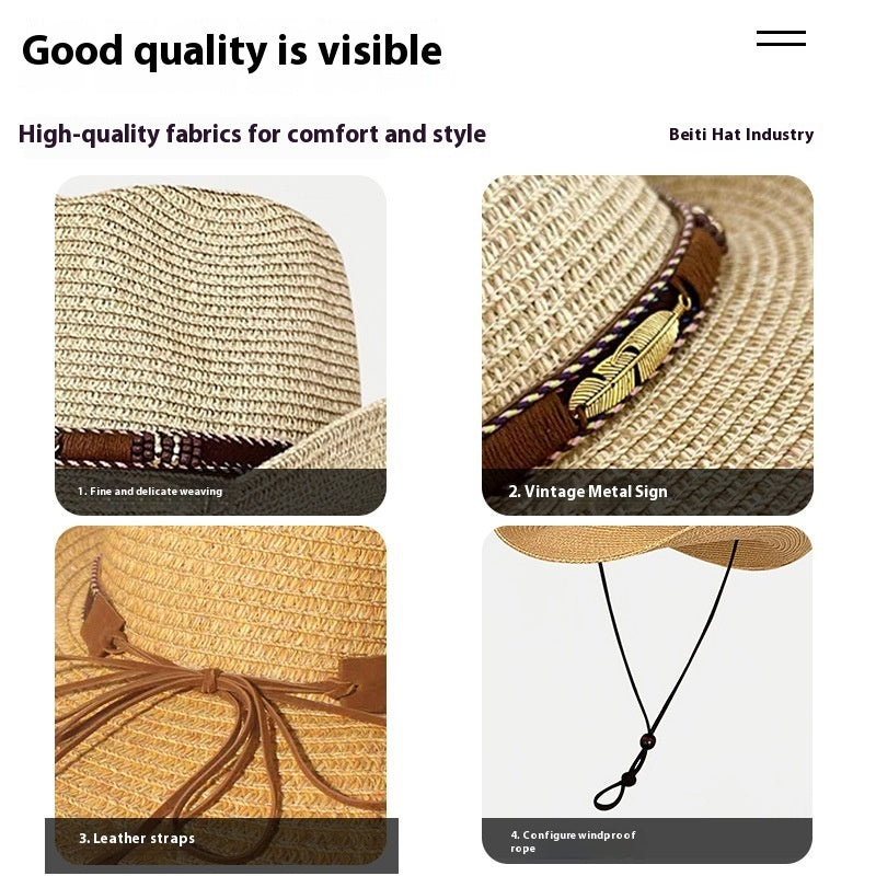 Retro Hand-woven Straw Hat For Men And Women