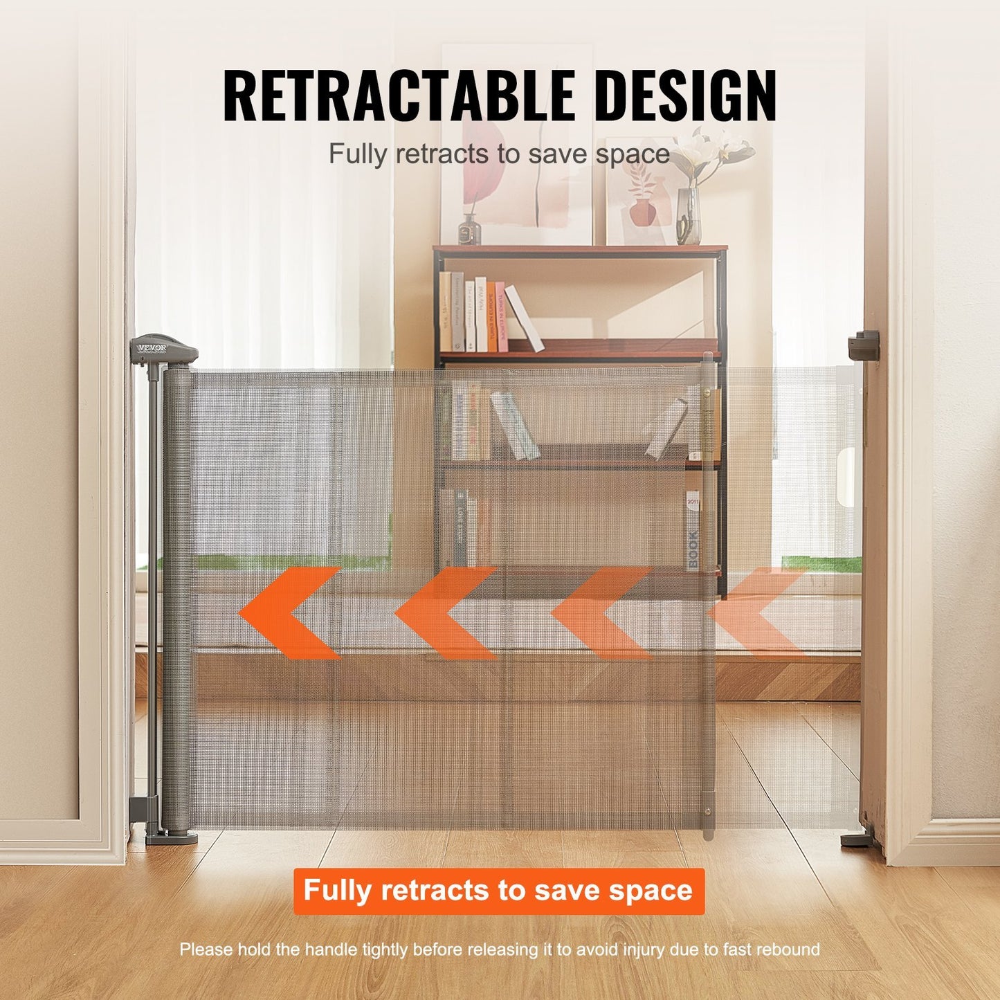 VEVOR Retractable Baby Gate,  Tall Mesh Baby Gate, Extends Up To 60 Wide Retractable Gate For Kids Or Pets, Retractable Dog Gates For Indoor Stairs, Doorways, Hallways, Playrooms, Gray