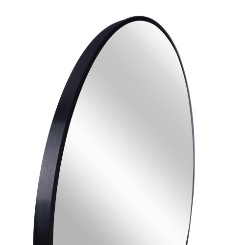 Black  16 Inches Metal Round Bathroom Mirror