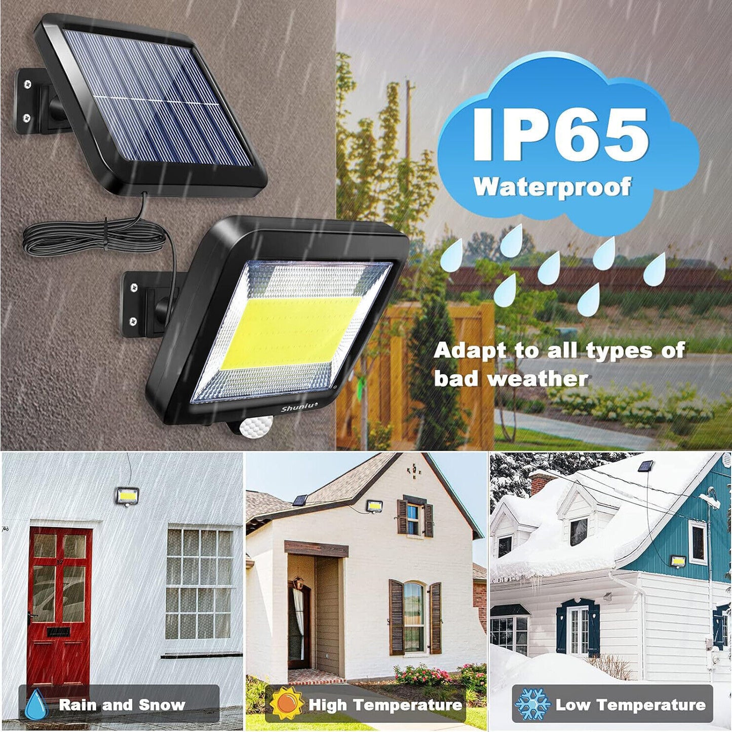 2PCS Solar Power PIR Motion Sensor Wall Light LED Outdoor Garden Security Lamp