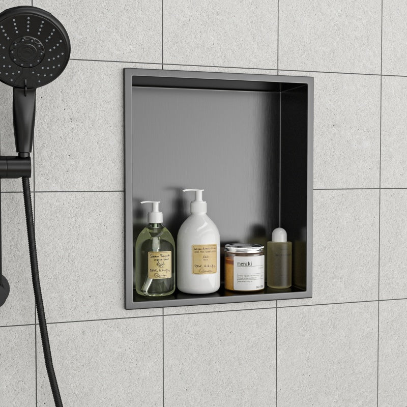 15 X 13 In Stainless Steel Shower Niche - Gunmetal Black, Waterproof, Easy Installation, Corrosion-Resistant