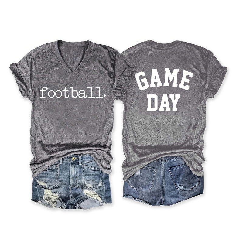 Women's Short Sleeve Round Neck T-shirt 'FOOTBALL GAME DAY' Printed Casual Summer Tee