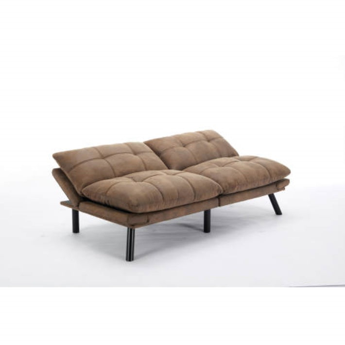Leatehr Feeling Brown Convertible Folding Modern Sofa Bed