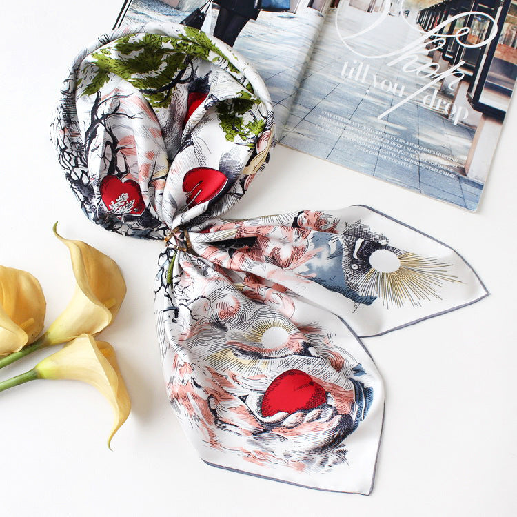 Sweet Temperament Silk Scarf Women