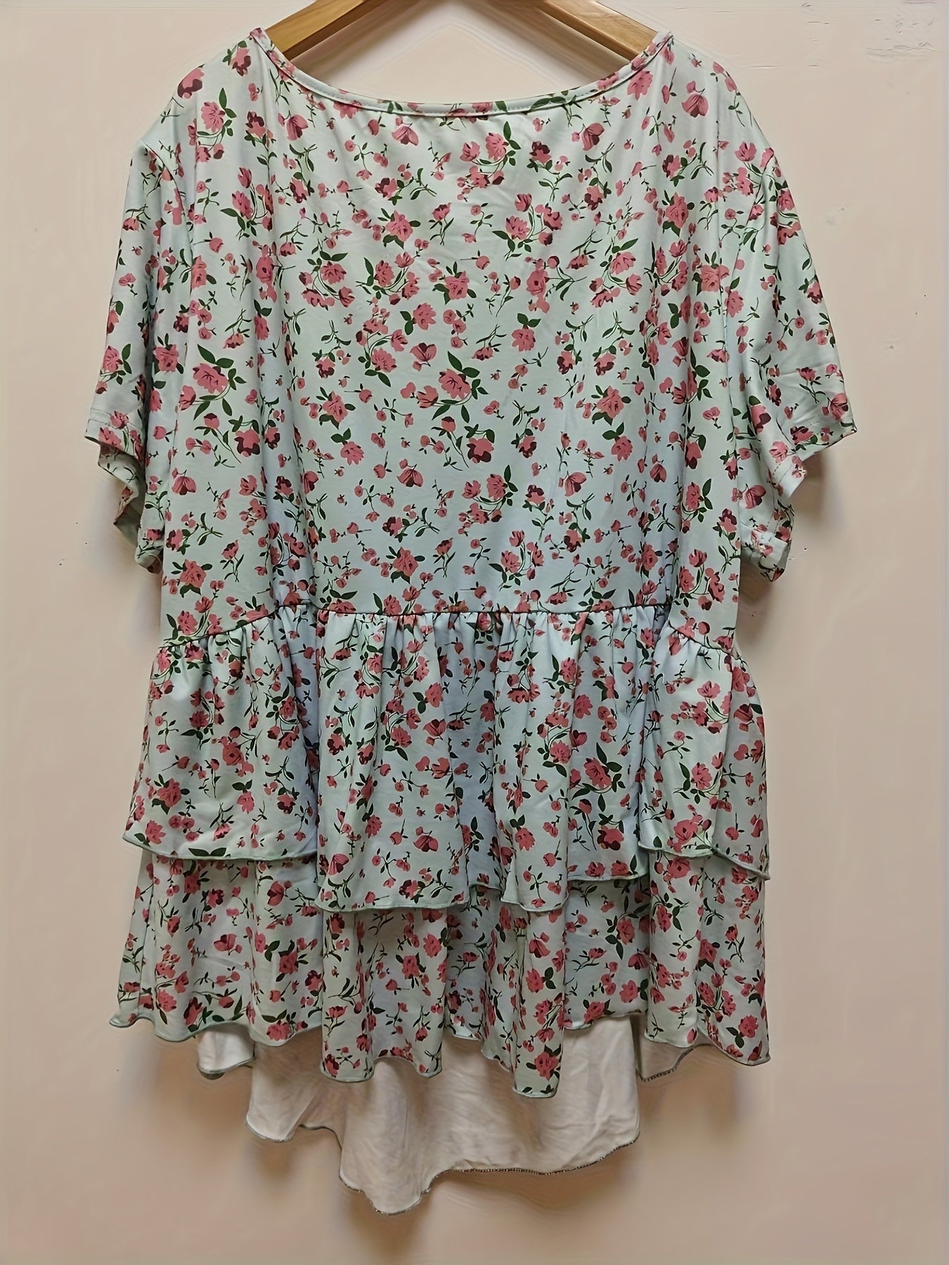 Self-pick-up Women'S Plus Size Ruffle Short Sleeve T Shirt Casual Printed Top  Only Self-pickup Is Supported