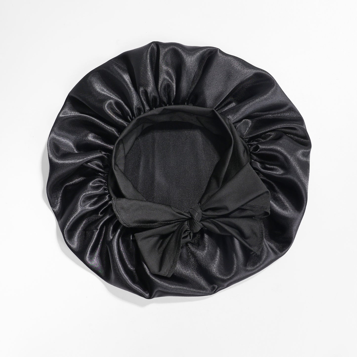 Satin Round Cap Bow Elastic Wide-brimmed Ribbon Nightcap