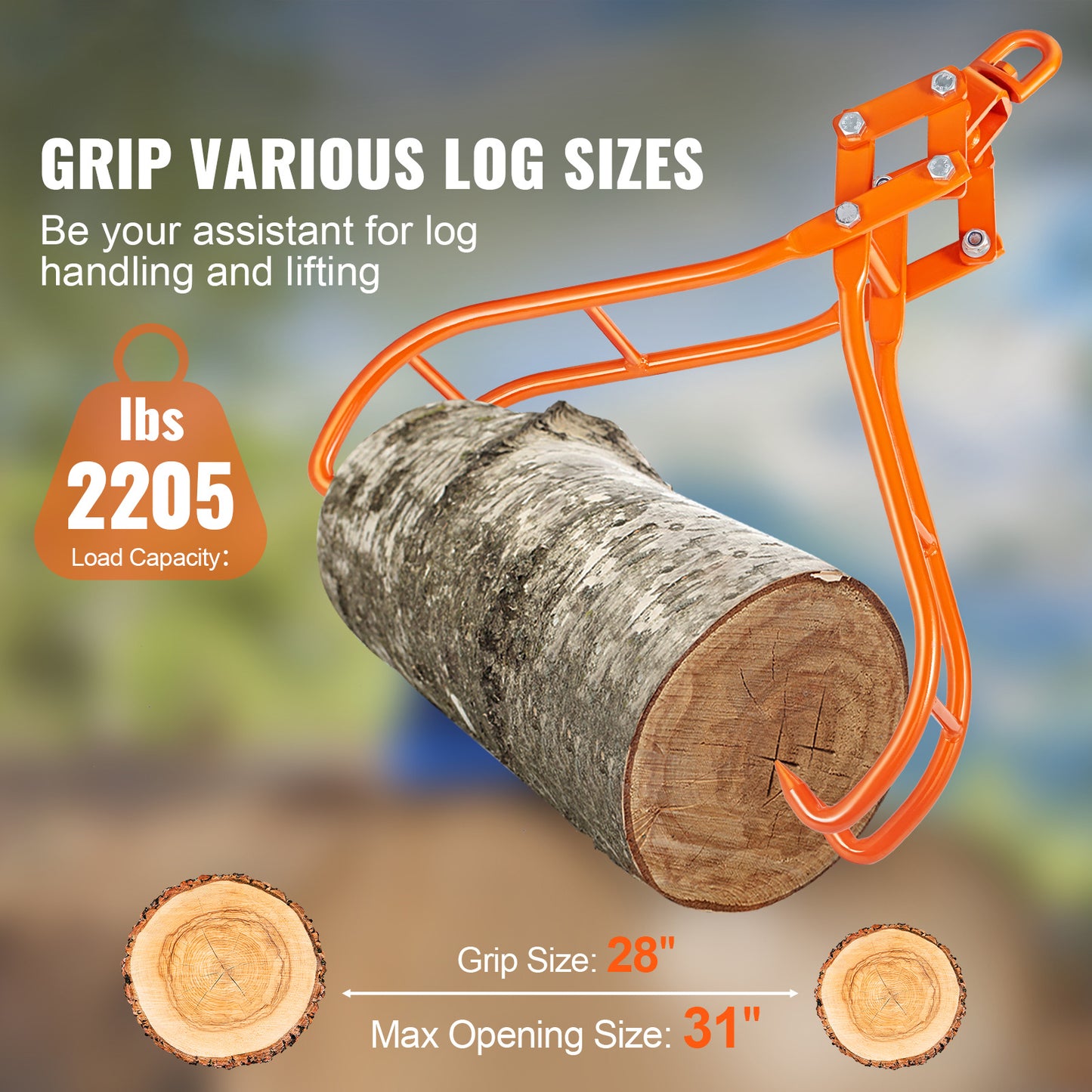 VEVOR Timber Claw Hook, 28 Inch 4 Claw Log Grapple For Logging Tongs, Swivel Steel Log Lifting Tongs, Eagle Claws Design With 2205 Lbs Loading Capacity For Tractors, ATVs, Trucks, Forklifts