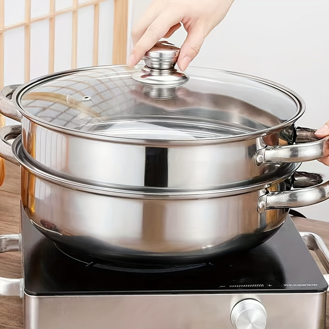 High Quality Stainless Steel Steamer Set - Double-layer Thickened Design, Suitable For Induction Cookers And Gas Stoves - Perfect For Cooking And Hospitality, Durable Household Kitchen Utensils