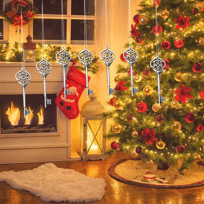 50X Santa Keys Charms Pendants Skeleton Tibetan Silver Large Xmas Charm Pendant