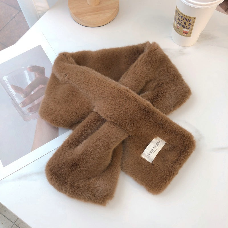 Cute Student Crossed Female Solid Versatile Thickened Warm Neckband