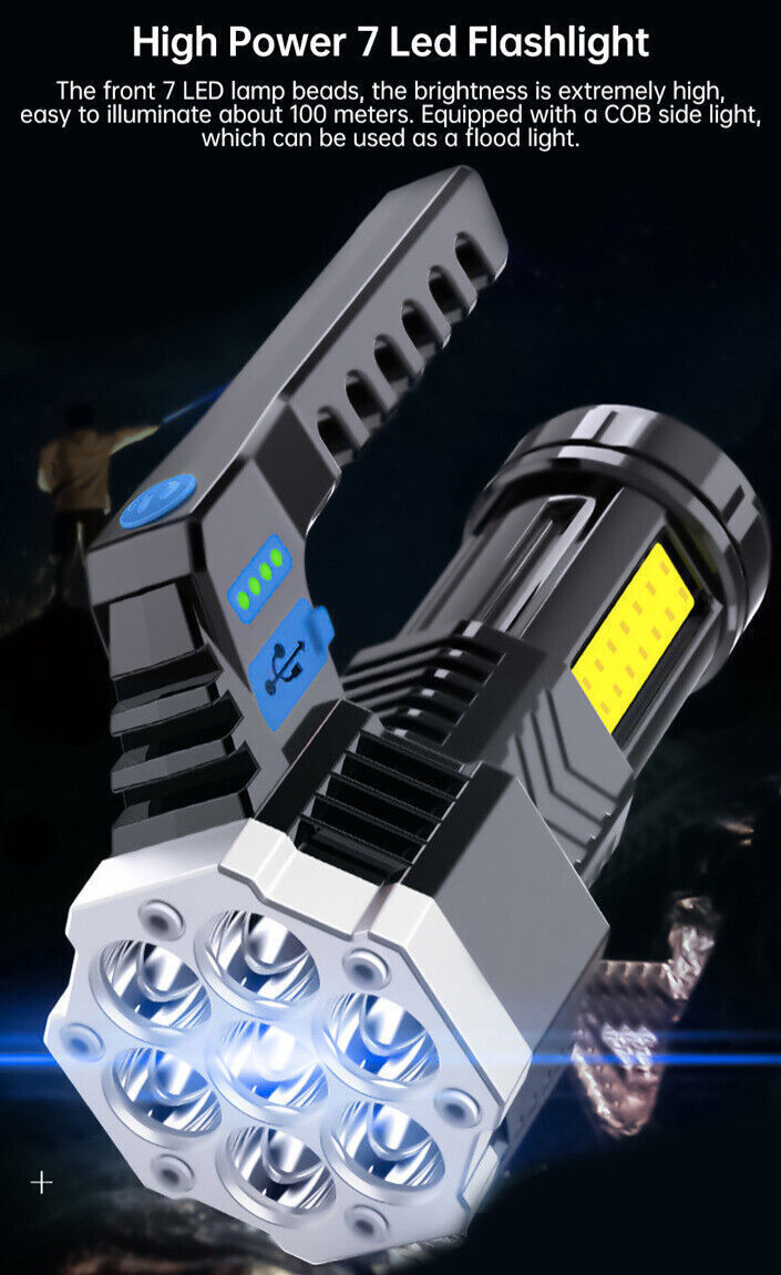 1-2Pcs Super Bright High Power LED Tactical Torch Rechargeable Flashlight New UK