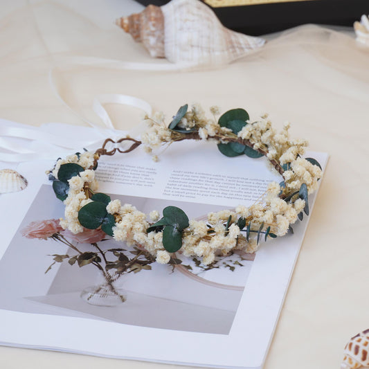 Gypsophila Crown, Dried Flower Crown, Bridal Wedding, Daily Party, Birthday Suitable Crown