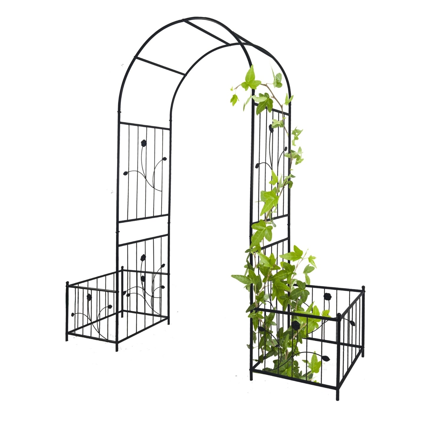 Metal Garden Arch With Plant Stands 79.5W X 86.6H Climbing Plants Rose Support