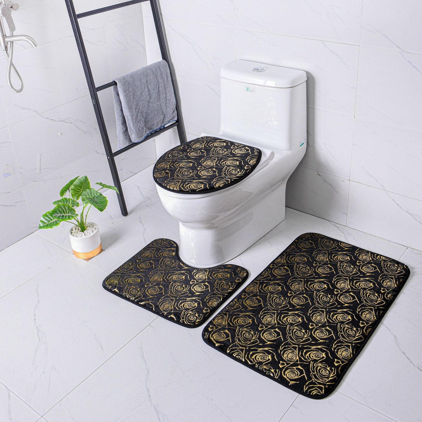 Gilding Carpet Bathroom Three-piece Set Household Doorway Non-slip Carpet Mat