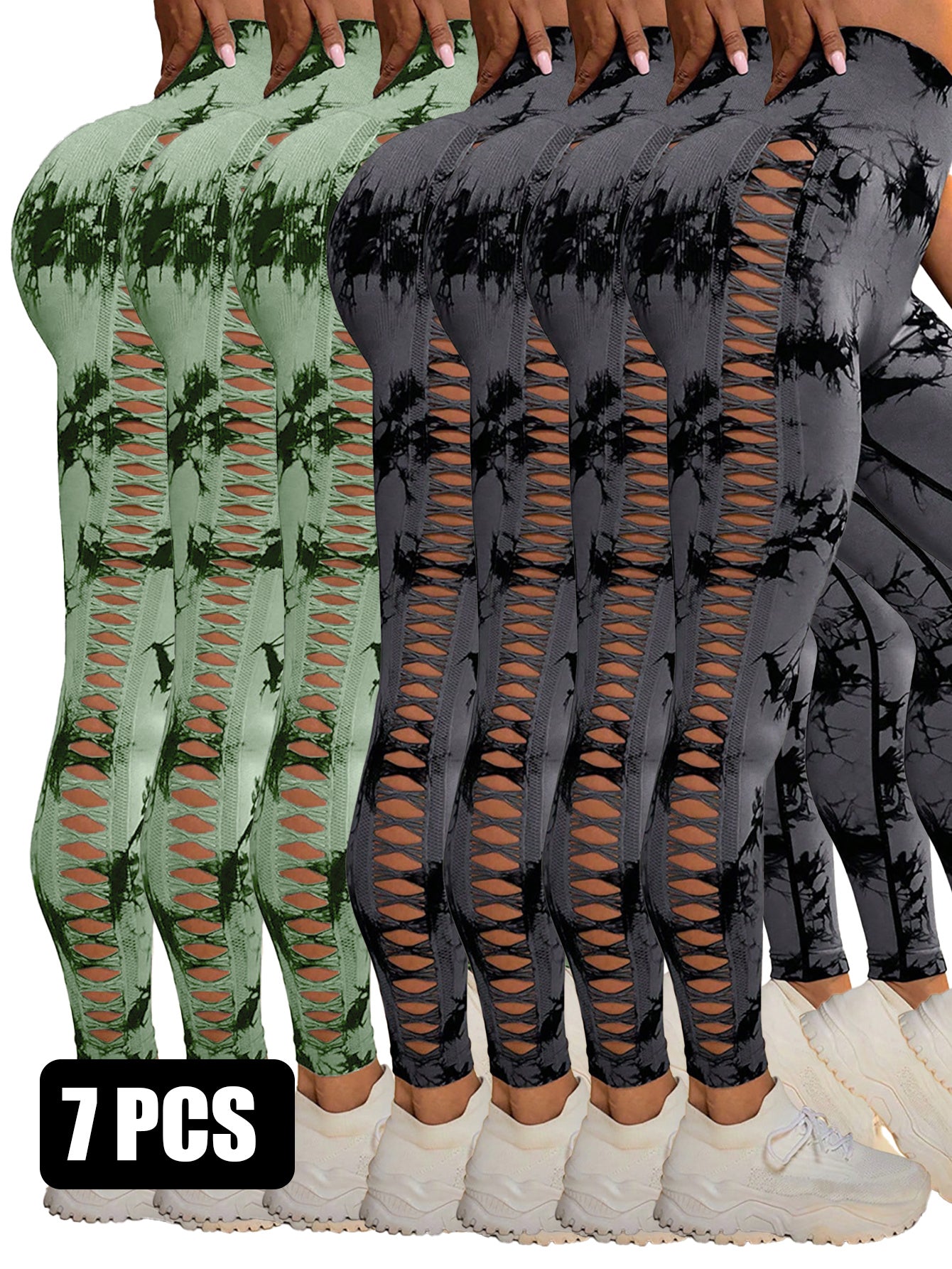 7pcs Breathable Tie-dye Training Pants Active Yoga Pants