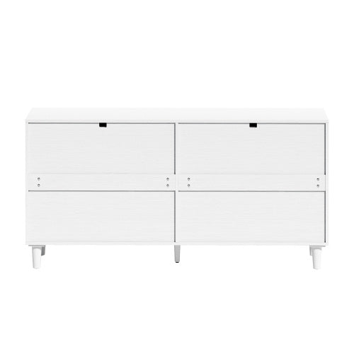 Rattan Dresser With Drawers, 6 Drawer Dresser For Bedroom, Clothes Storage Cabinet For Bedroom, Metal Handle&Wood Legs For Hallway, Living Room, Bedroom,White