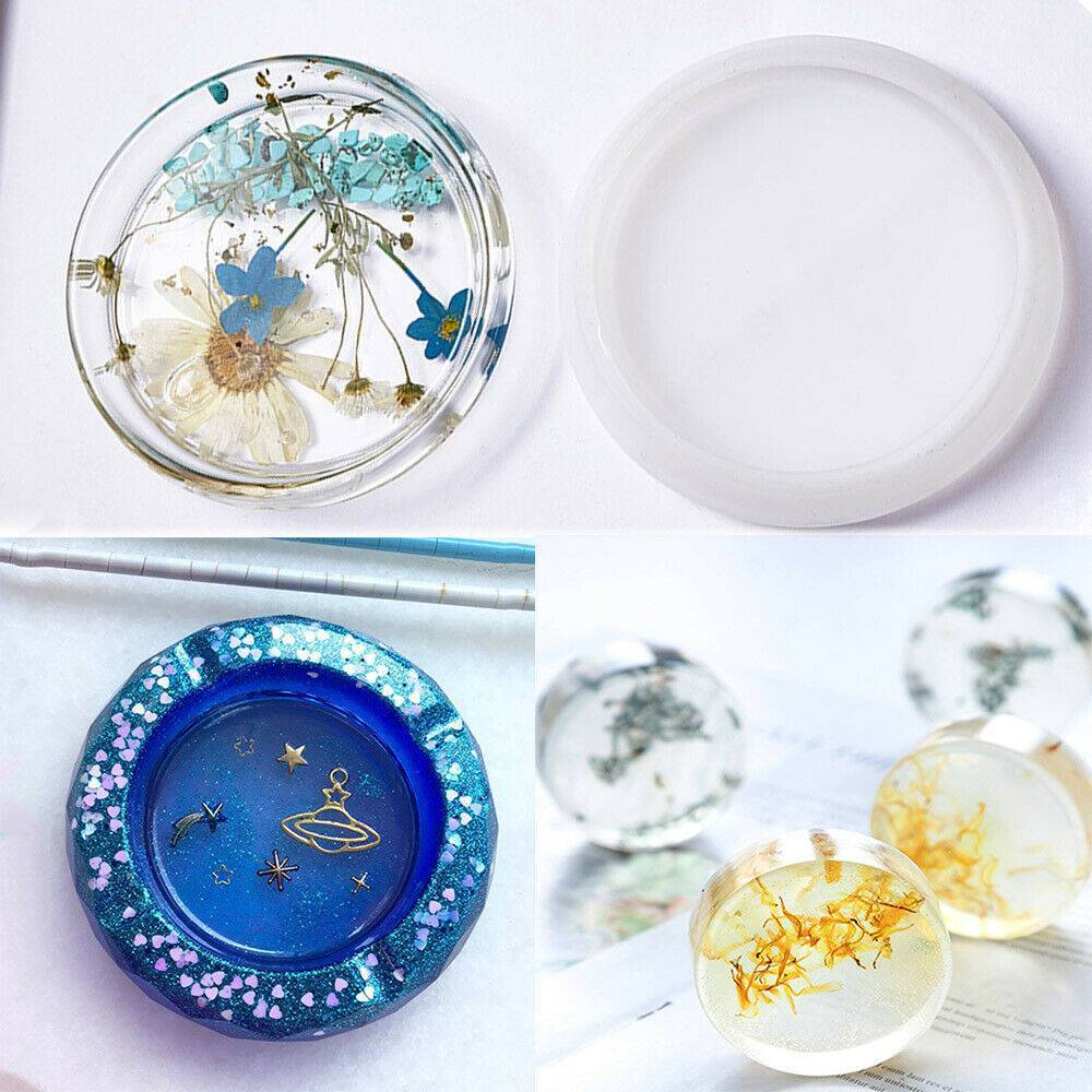 18pcs Coaster Cup Mat Mold Round Silicone Mould Kit For Craft DIY Epoxy Resin