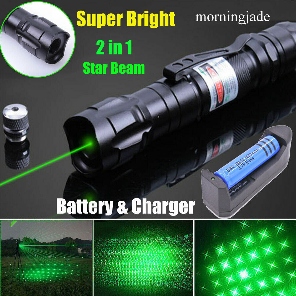 USB Rechargeable Green Laser Pointer Pen Visible Beam LED Flashlight Torch Lazer