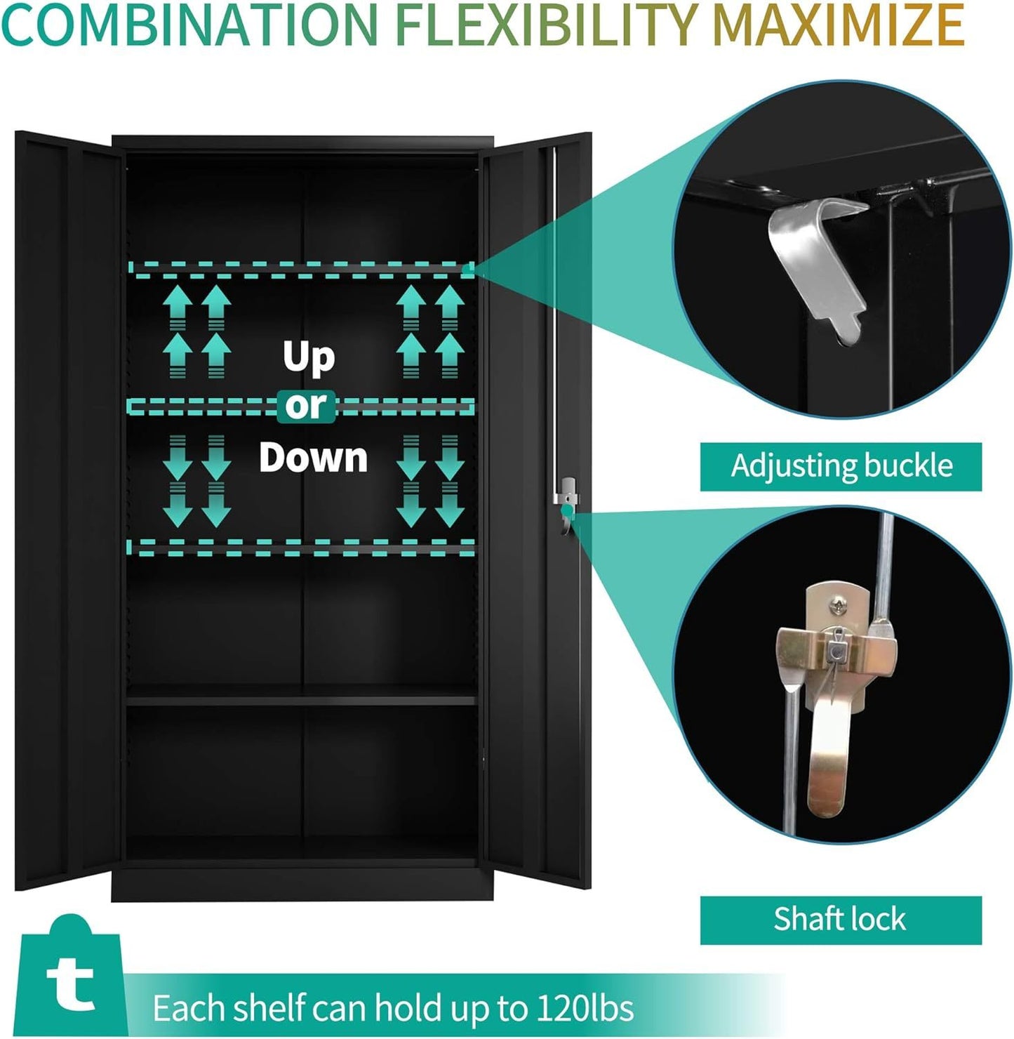 No Brands Super Large Space File Storage Cabinet, Industrial Metal Storage Cabinet,Machine Cabinet With Adjustable Shelves With Lock, Goods Display. Assembly Required