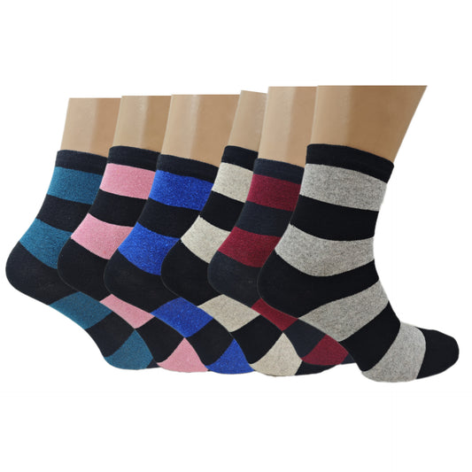 Womens Colourful Striped Socks Pack Of 6 12 24 Pairs