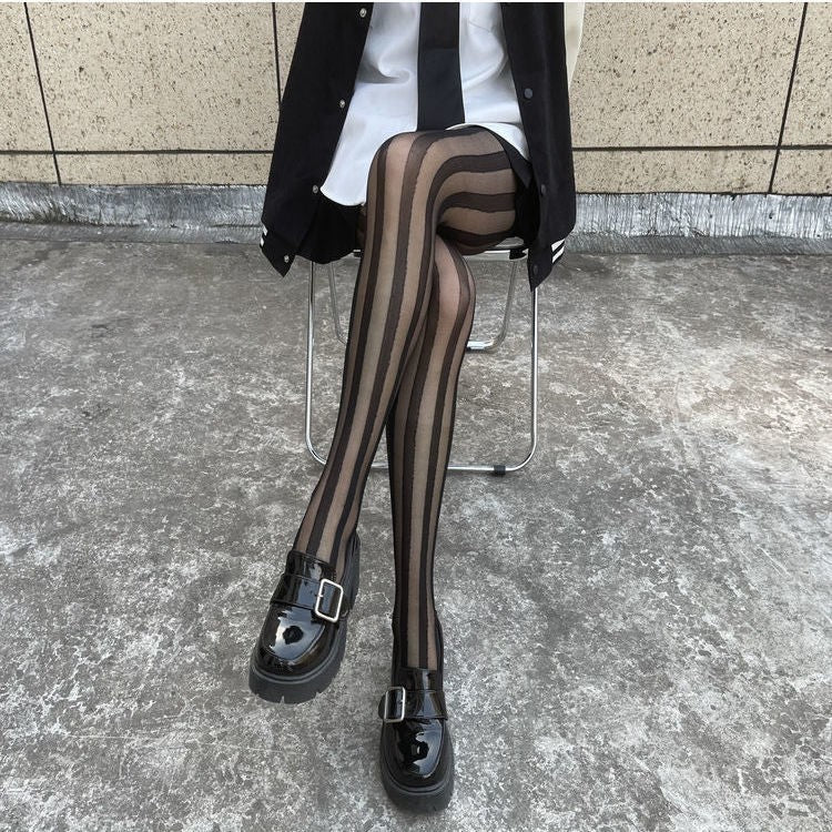 Women's Fashion Stitching Black Thin Pantyhose