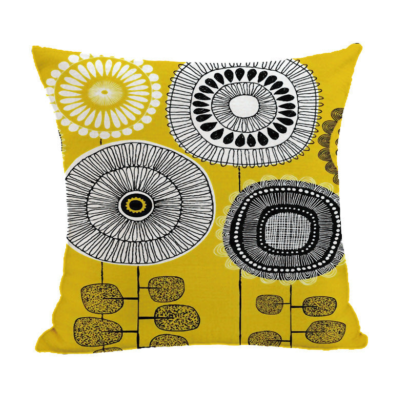 Linen Painted Ins Style Geometric Abstract Pillow Cover