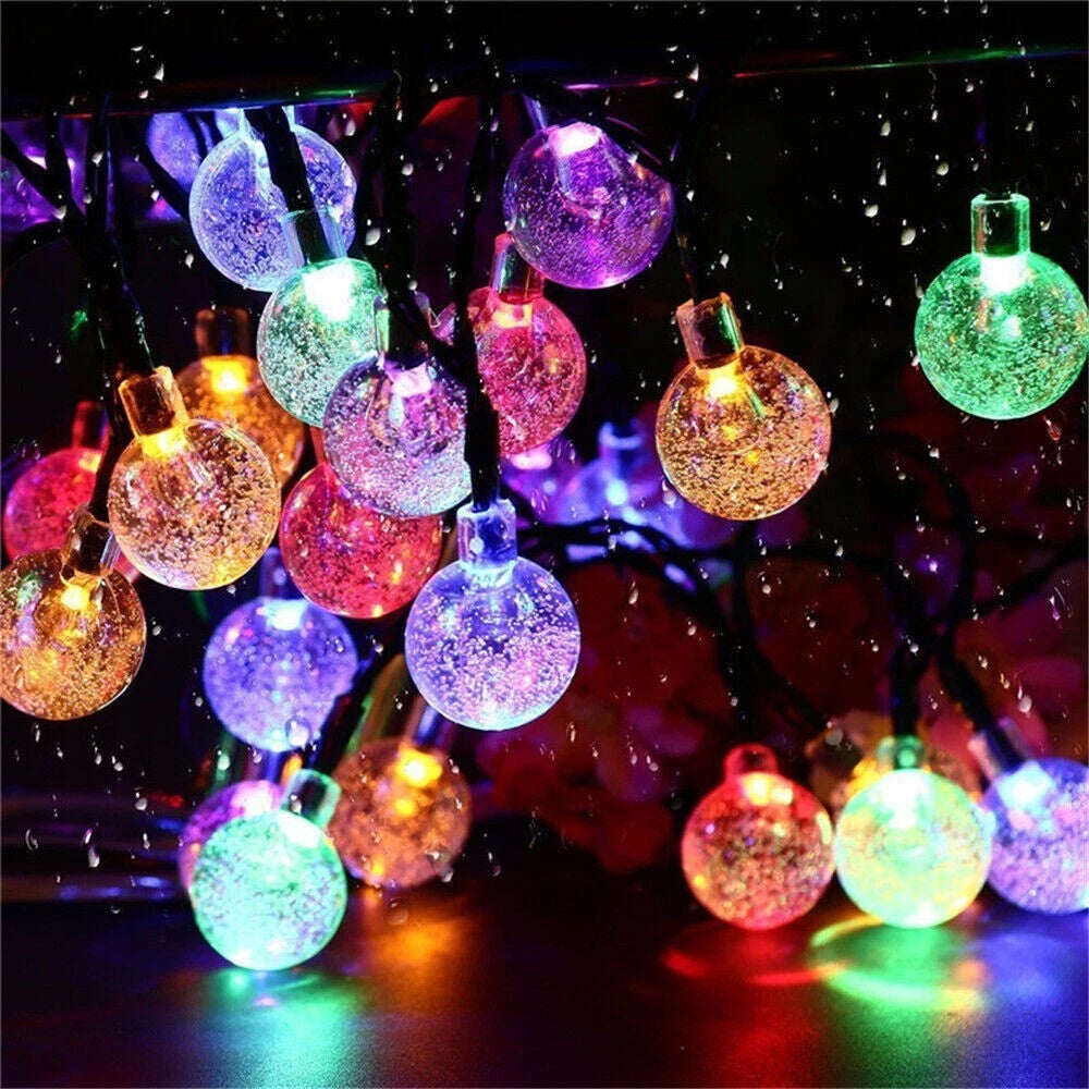 12M LED SOLAR POWERED Retro Bulb String Lights Garden Fairy Ball Outdoor Lamp