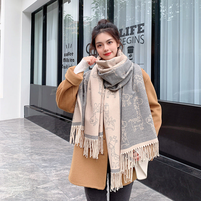 Printed Cashmere Shawl For Sun Protection In Autumn And Winter