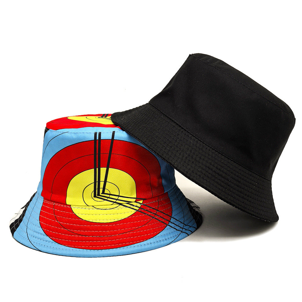 Archery Target Clock Pattern Bucket Hat Double-sided Wear