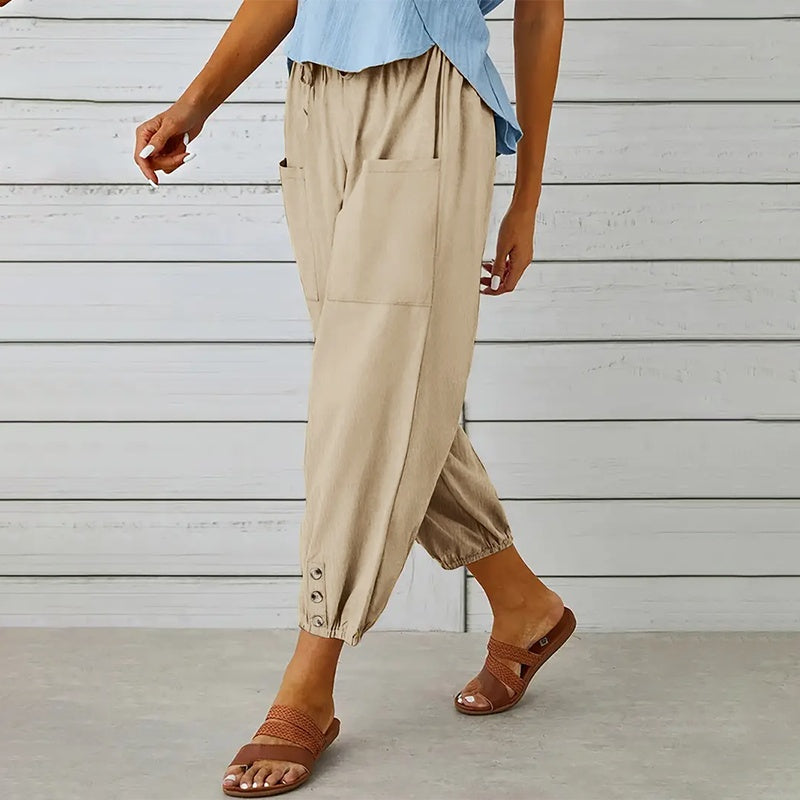 Effortless Drawstring Capris - Women's Wide Leg Casual Summer Pants With Adjustable Waist