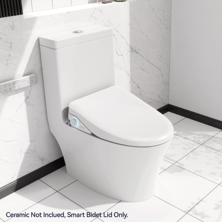 Smart Bidet Toilet Seat With Sensor Open Lid Side Knob Adjustable Heated Seat With Water Temperature And Pressure Adjustment Portable Bidet With Automatic Nozzle Cleaning And