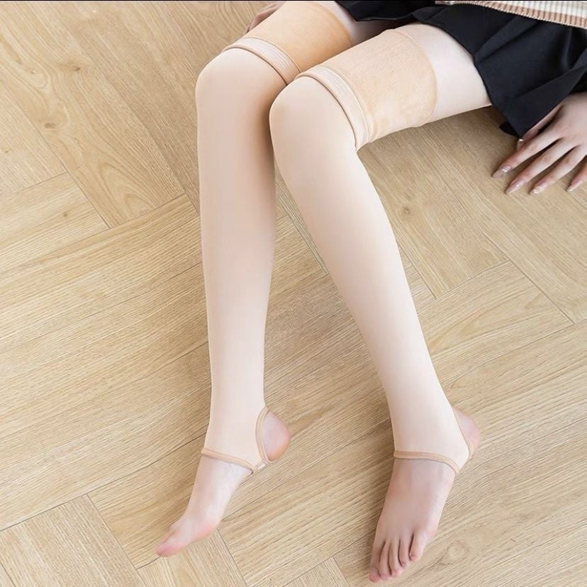 Women's Fleece-lined Thick Silicone Non-slip Thigh Knee Socks