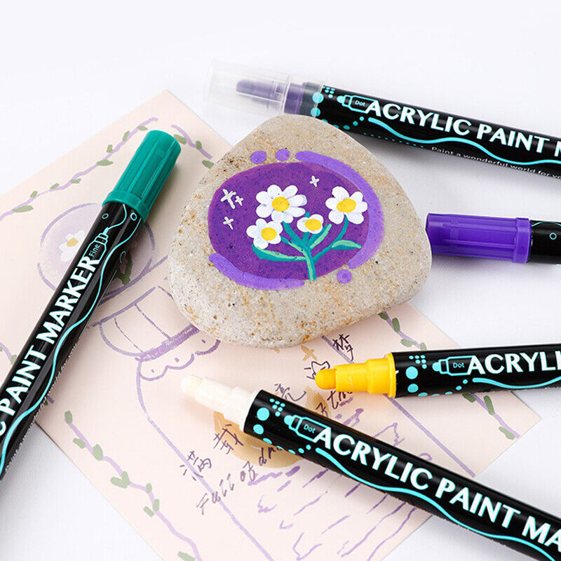 26 Colors Dual Tip Paint Pens Acrylic Paint Markers Set DIY Crafts Making Art