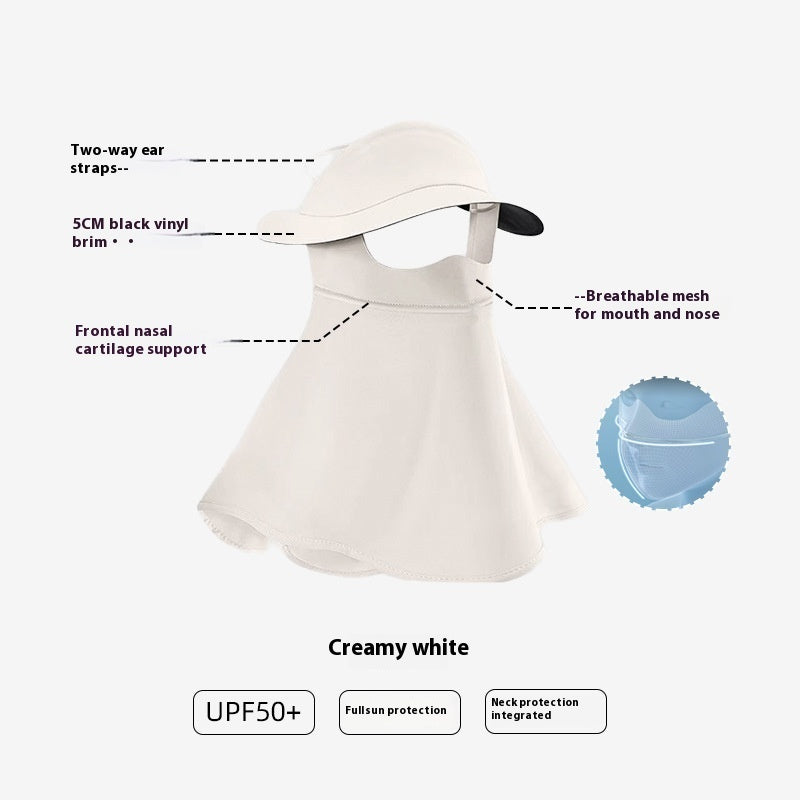Vinyl Mask Soft Top All-inclusive Integrated Neck Protection Ice Silk UV-proof Outdoor Sun Hat