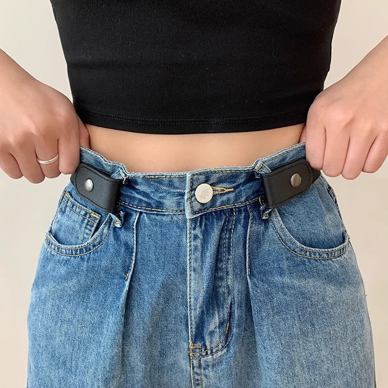 Lazy Belt Women's Denim Pants Elastic And Waisted God