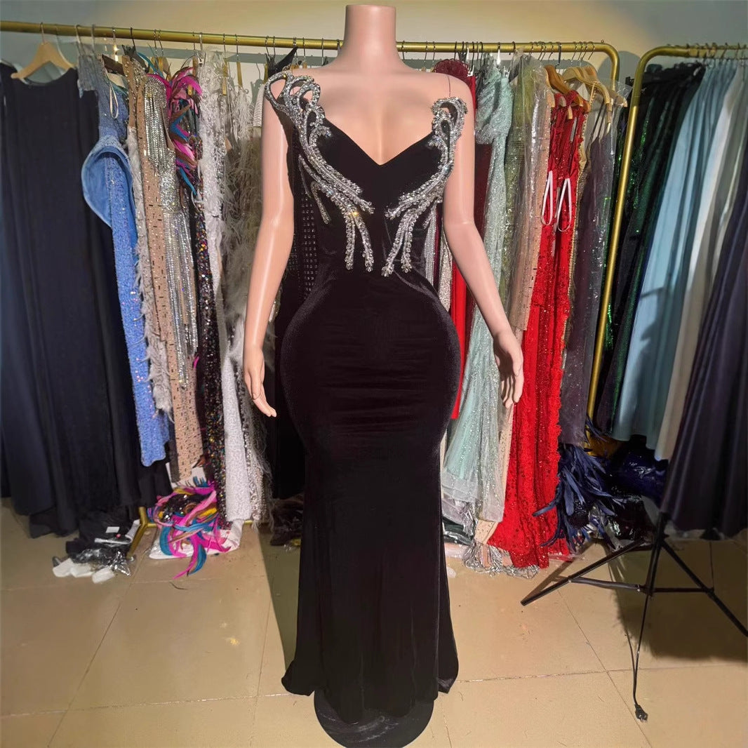 Black Bandeau Slim-fit Skinny Long And Ground Dress