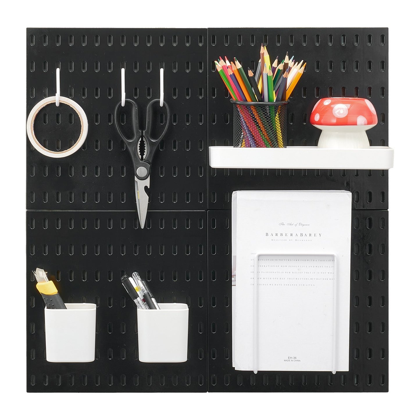 Pegboard Combination Kit 11 X 11 Plastic Pegboard 4 Panels Wall Organizer Black