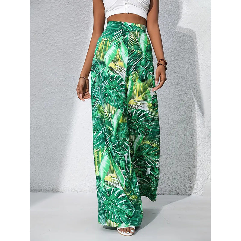 Palazzo Pants For Women Casual High Waist Printed Wide Leg Pant Trendy Boho Trousers Fashion Beach Outfits