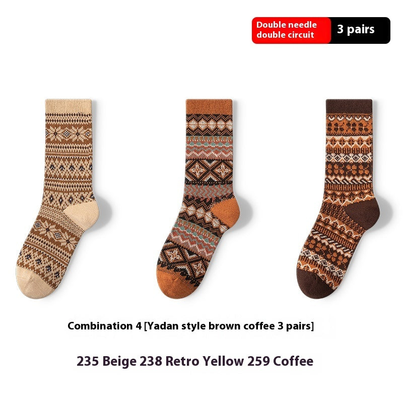 Retro Ethnic Style Artistic Wear Middle Tube Cotton Socks