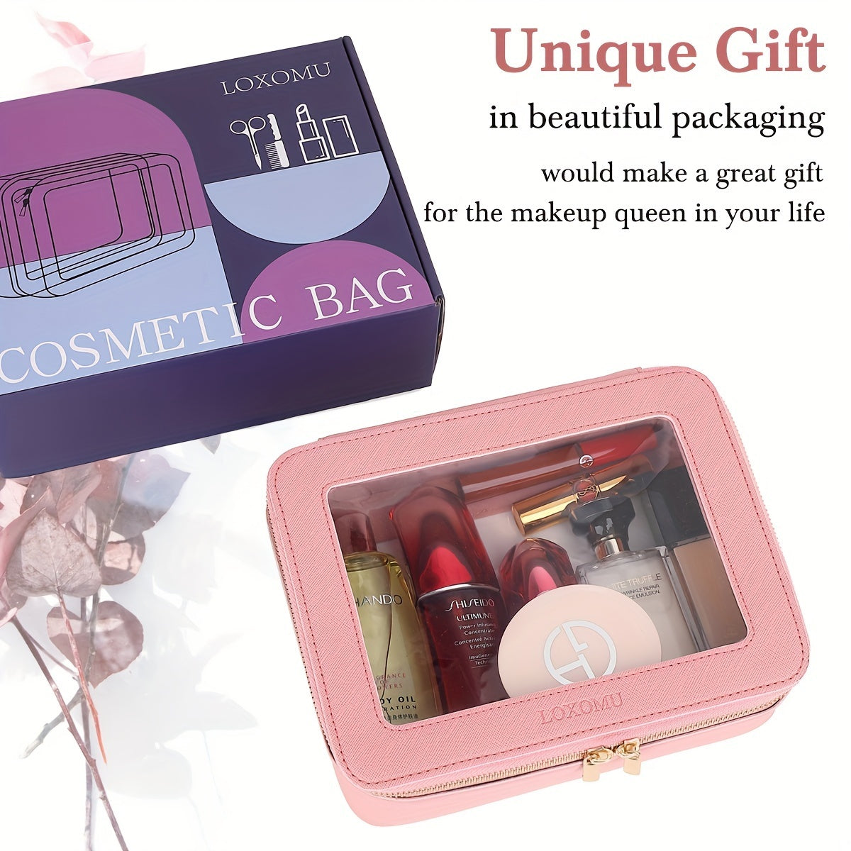 Clear Makeup Bag For Traveling - Transparent Cosmetic Case Clear Toiletry Bag Organizer For Women -Black