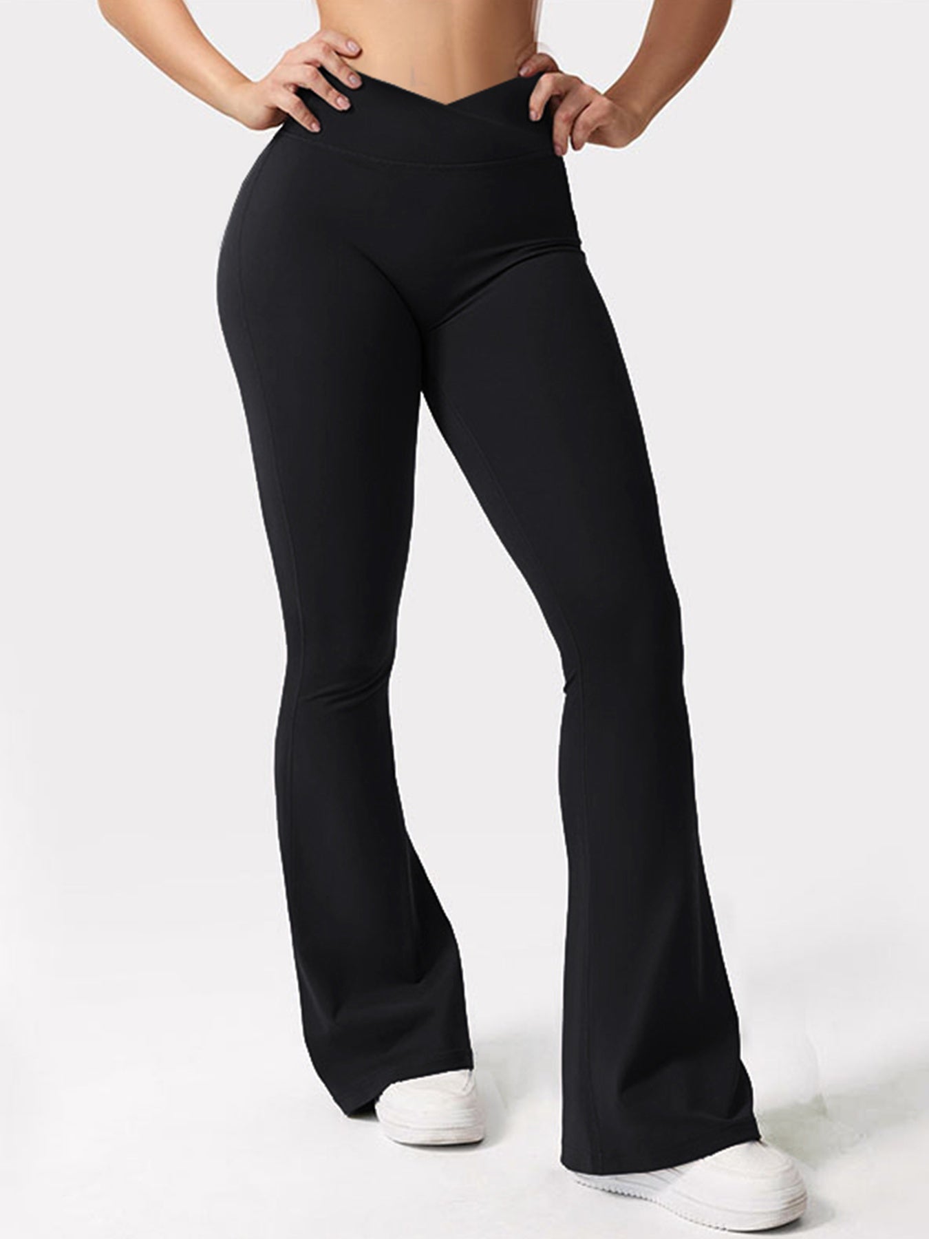 V-waist Elastic Sports Tight Pants Women's Peach Hip Lifting Yoga Bell Bottom Pants