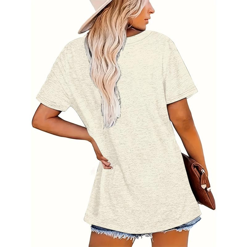 Women's Round Neck Short Sleeve Leopard Butterfly & 'LOVE' Print T-Shirt Casual Summer Top